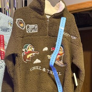 Chip & Dale Brown Sherpa Cowl Pullover - Cozy Turtleneck Sweater